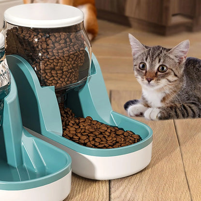 Automatic Dog Food Feeder Gravity Cat Food Dispenser Large Capacity Pet Self Feeding Station Bowl Dish for Small and Medium Dogs Cats，1 Gallon，Blue